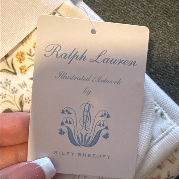 Ralph Lauren White and Tan Botanical baby blanket - Picture 2 of 2